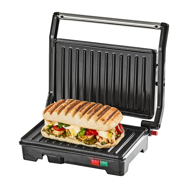 Quest 34340 Panini Sandwichmaker für Presse und Grill, kompaktes Edelstahldesign, antihaftbeschichte