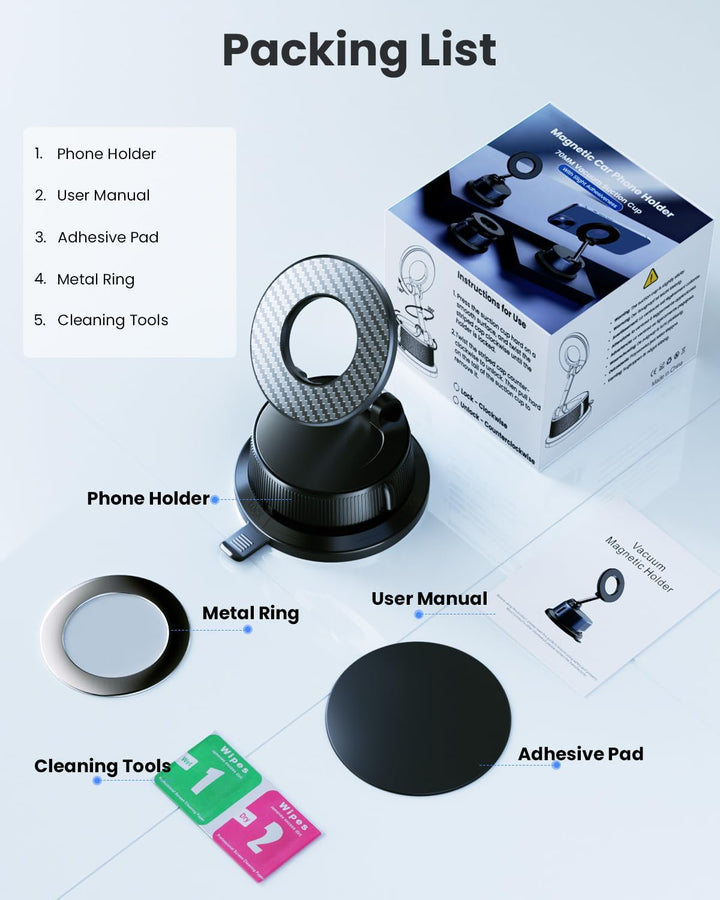 AMSKY Handyhalterung Auto Magnet für Magsafe Autohalterung, Vakuum Saugnapf Magnetische Handy Halter