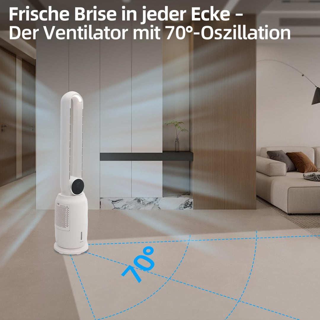 BE COOL 4in1 Design-Luftkühler mit Wasserkühlung - Verdunstungskühler, Ventilator, Luftbefeuchter, L
