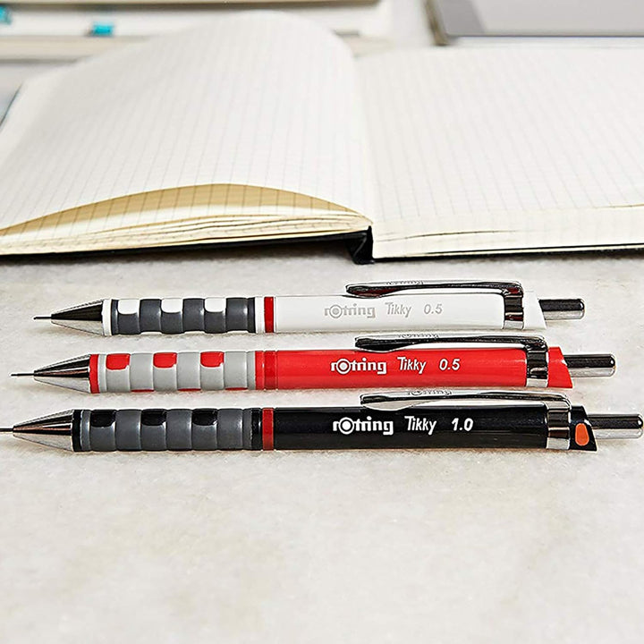 rOtring Tikky Druckbleistift farblich gekennzeichnet | 0,5 mm | schwarzer Schaft | 12er-Box 12er-Box