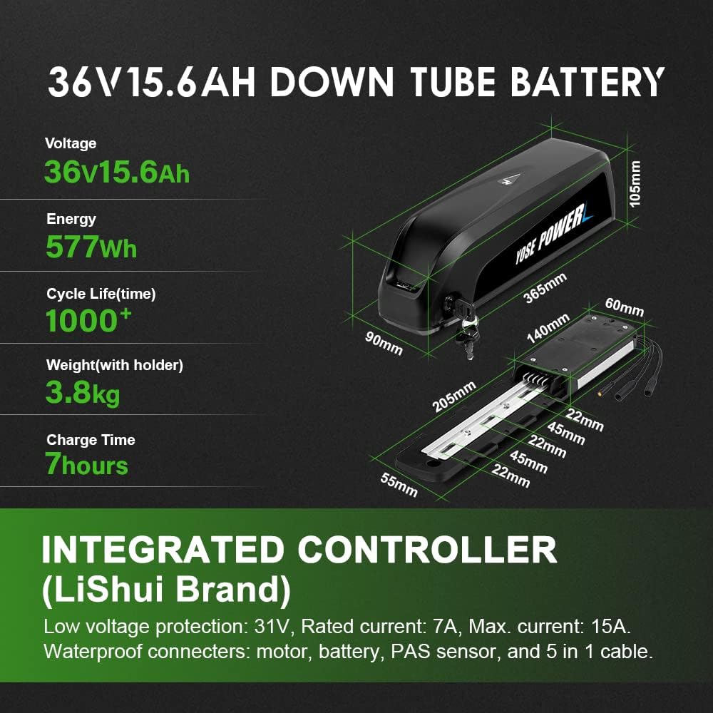 YOSE POWER Ebike Kit 36V250W 26''/28" Frontmotor E-Bike Hub Umbausatz Integrierte Controller mit Hai