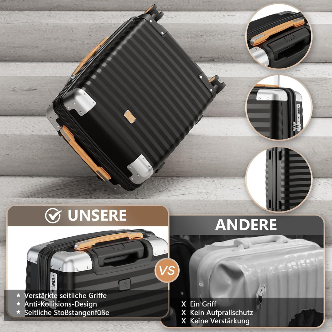 Joyway Koffer Trolley Reisekoffer von PP Hartschalen Trolley mit 360° Doppelrollen und TSA Schloss f