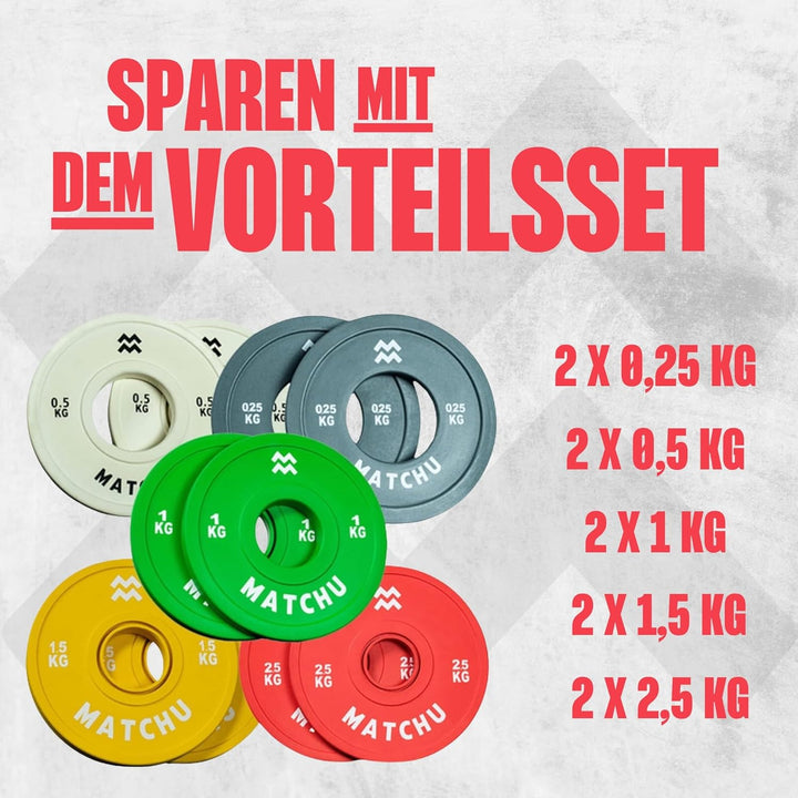 Matchu Sports | Fractional Plates | Mini Hantelscheiben | 0,25/0,5/1/1,5/2,5 KG | Satz mit 2 Stück |