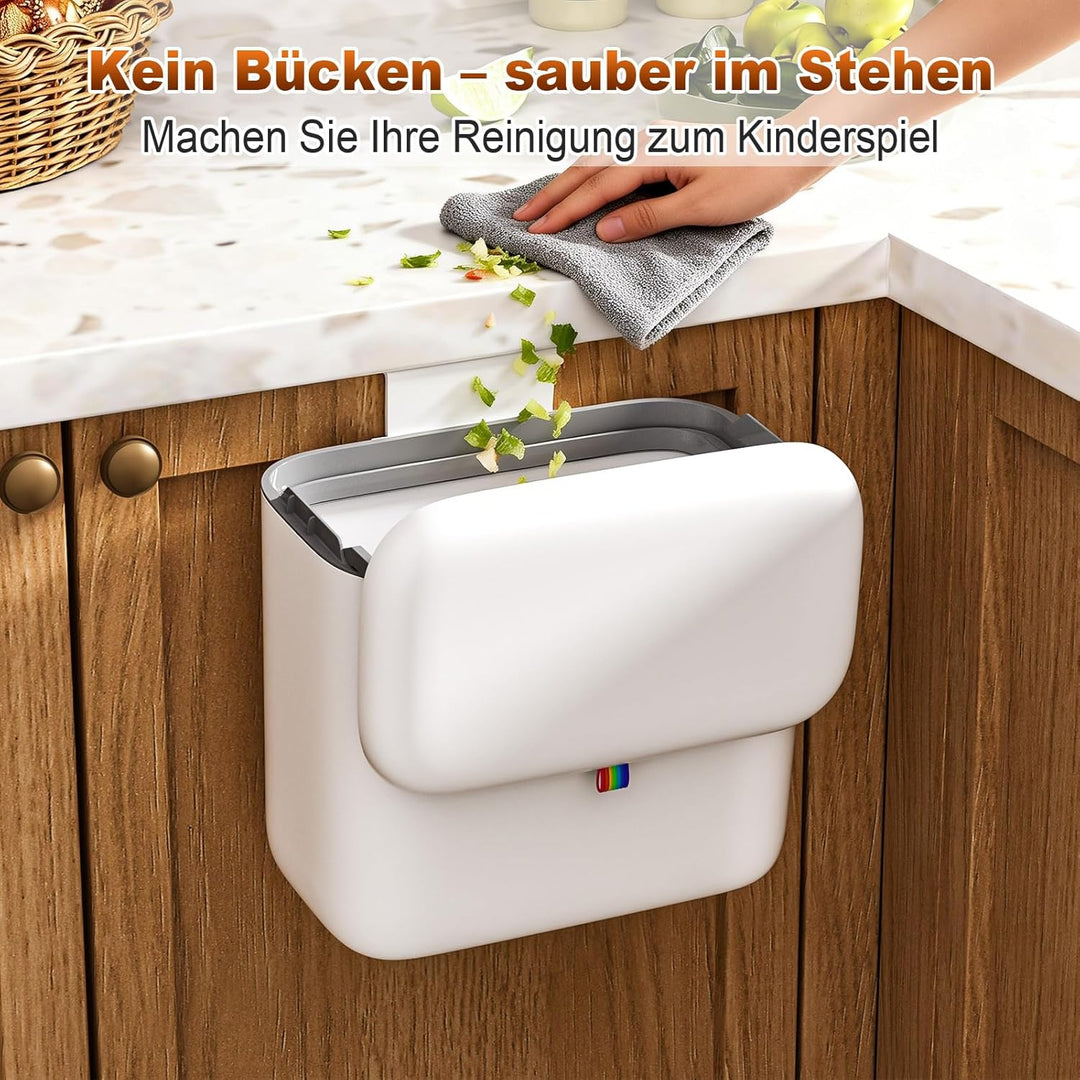 MOPUP Komposteimer für Küche, 6.8 l Mülleimer, Arbeitsplatte oder unter der Spüle, hängender Kleiner