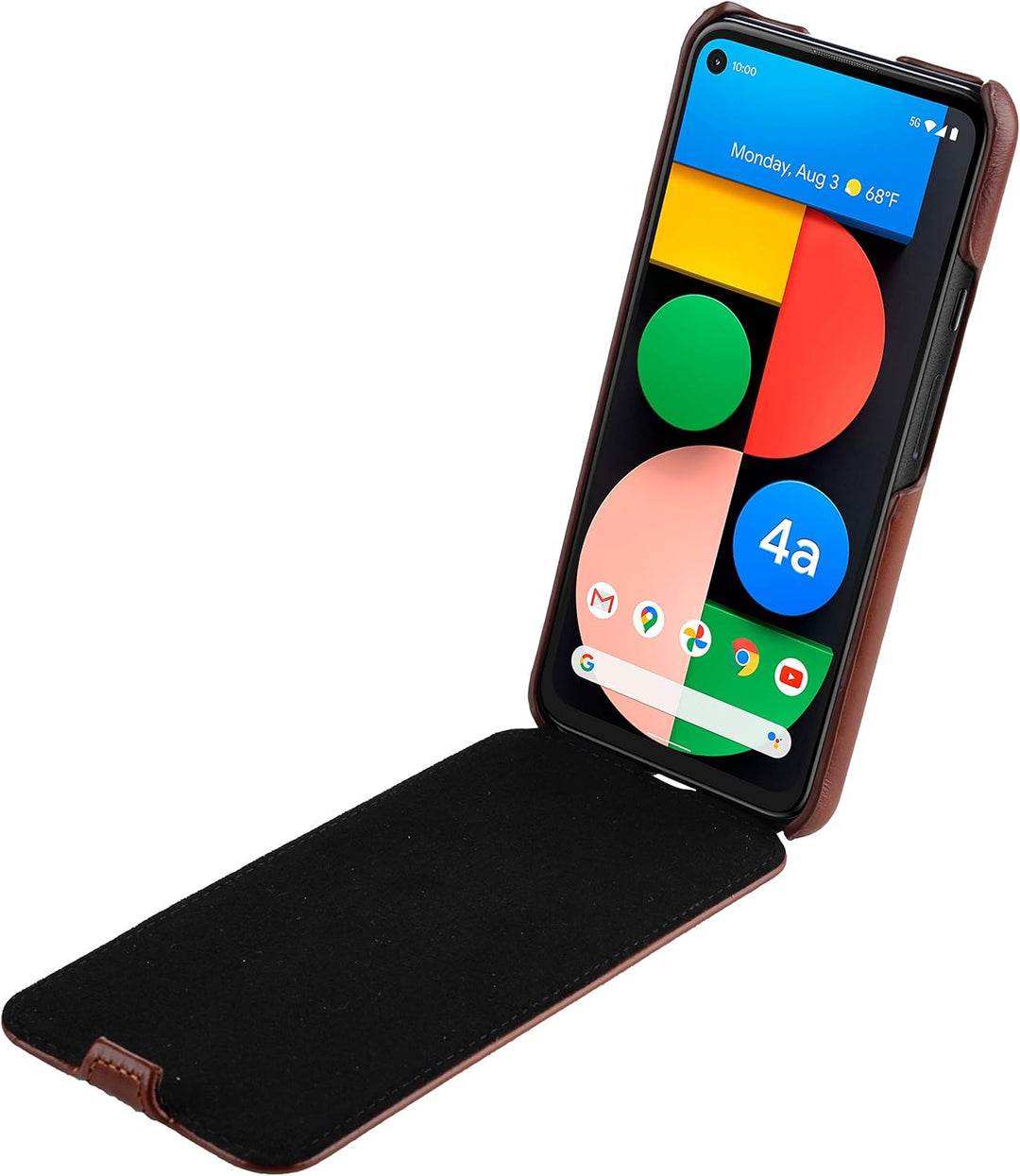 STILGUT UltraSlim kompatibel mit Google Pixel 4a 5G Hülle - Pixel 4a 5G Flip Case aus Leder, Klapphü