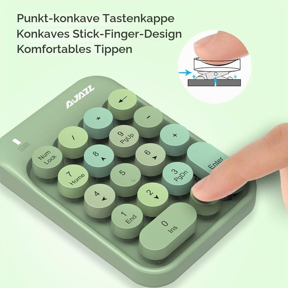 FELiCON Nummernblock, 18 Tasten, kompakt, tragbar, leise, für Windows, iMac, MacBook, Laptop, Deskto