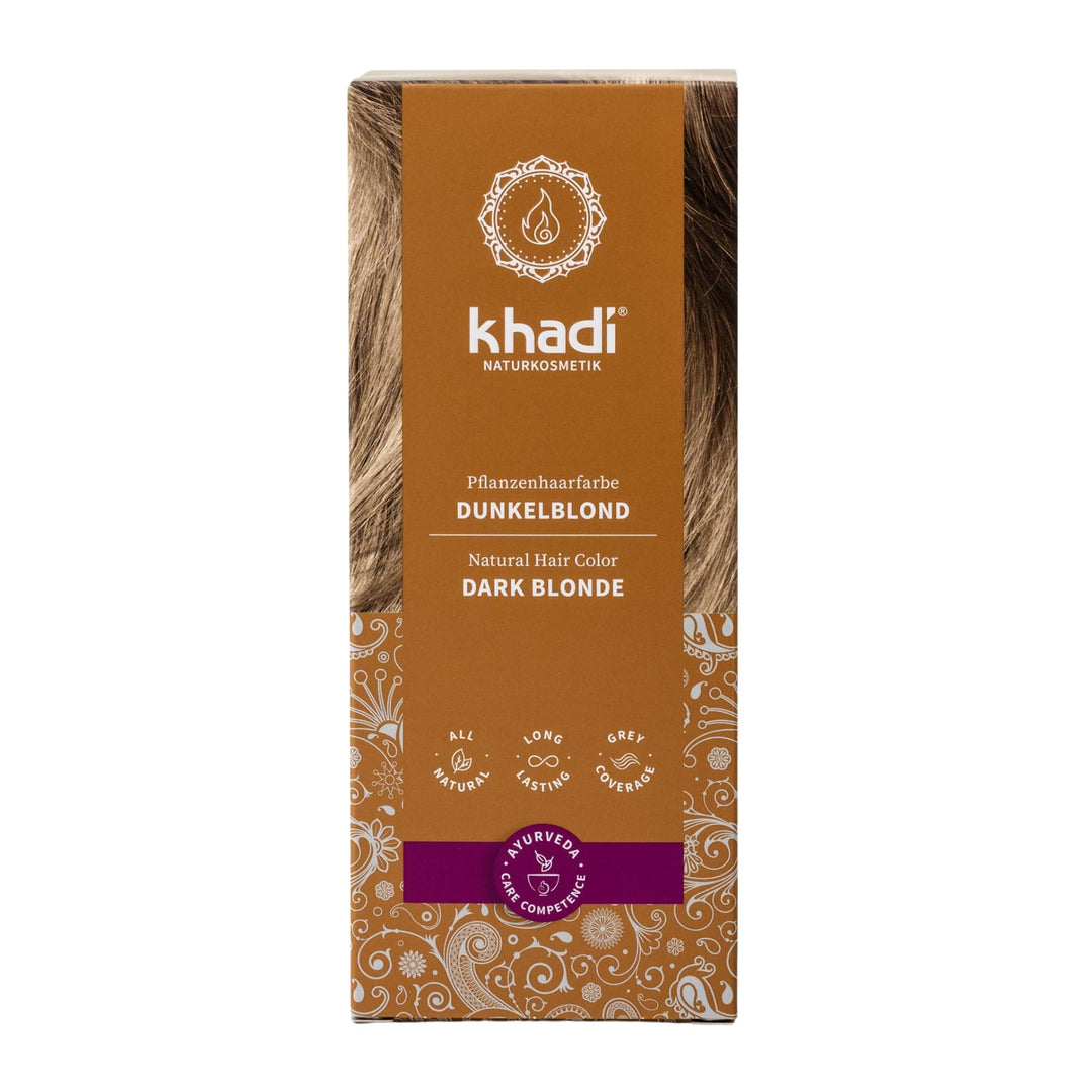 khadi DUNKELBLOND Pflanzenhaarfarbe - Haarfarbe für mattes, mittleres Aschblond bis zu sattem Dunkel