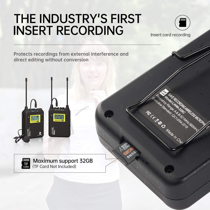 Wireless Lavalier Mikrofon System, LENSGO LWM-328C 99-Kanal UHF Professional Omnidirektional Kabello