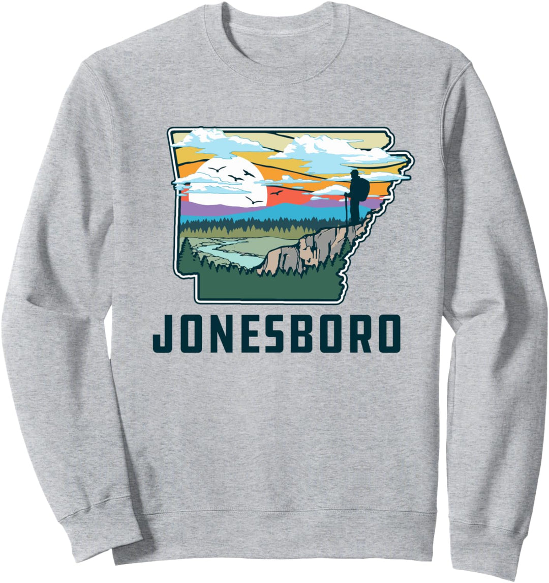 Jonesboro Arkansas Outdoor & Nature State Retro Illustration Sweatshirt