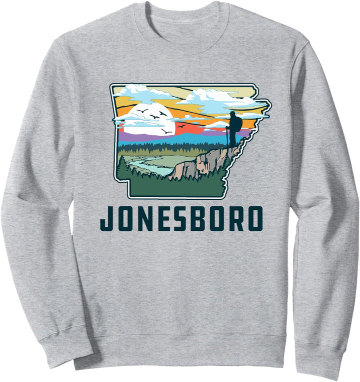 Jonesboro Arkansas Outdoor & Nature State Retro Illustration Sweatshirt