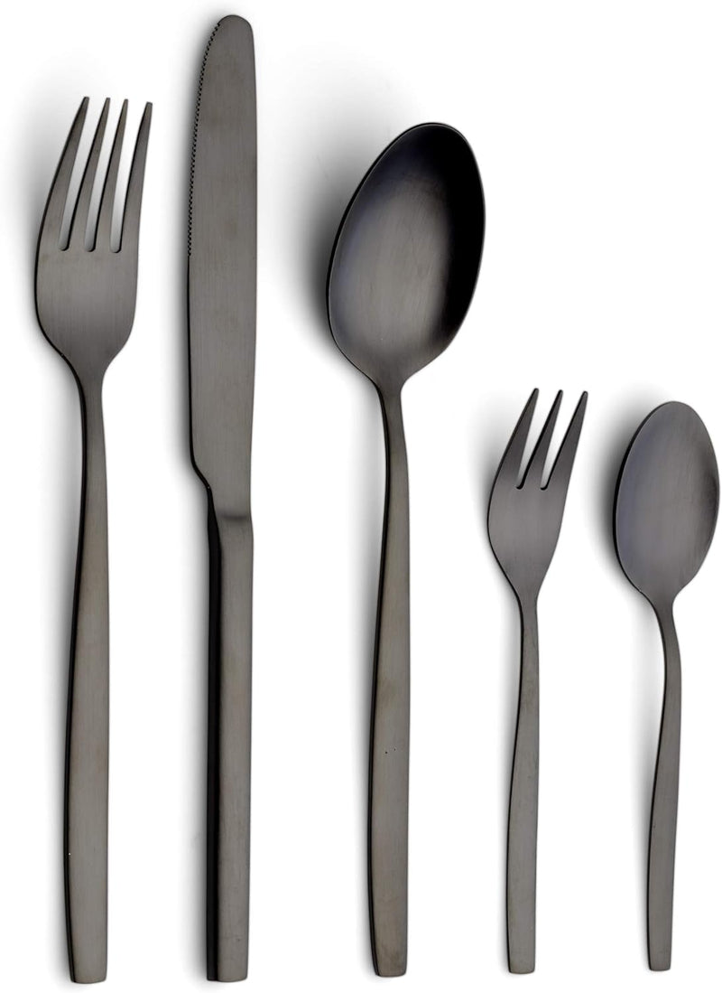 Echtwerk EW-BS-3055S Tafelbesteck Positano-Black Edition, 30-teilig, für 6 Personen, Edelstahl 18/10