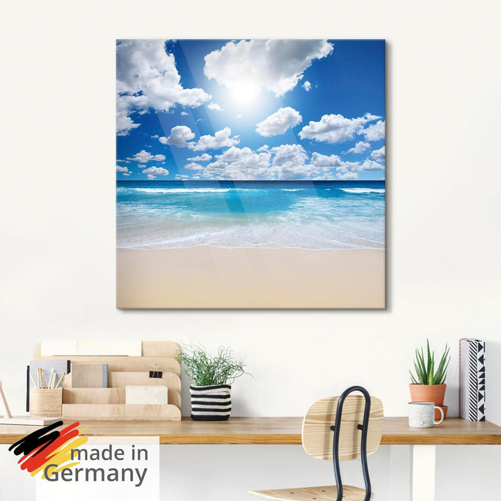ARTland Glasbilder Wandbild Glas Bild einteilig 60x30 cm Querformat Strand Meer Karibik Urlaub Somme