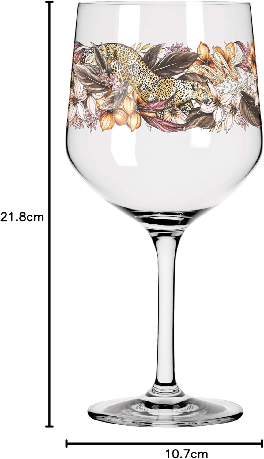 Ritzenhoff 3691002 Gin-Glas 700 ml - Serie Schattenfauna Set Nr. 2 – 2 Stück, Leopard & Eule – Made