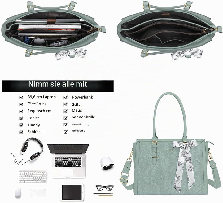 MOSISO Laptop Tasche für Frauen,15,6-16 Zoll PU Leder Tote Bag Kompatibel mit MacBook,HP,Dell,Asus N