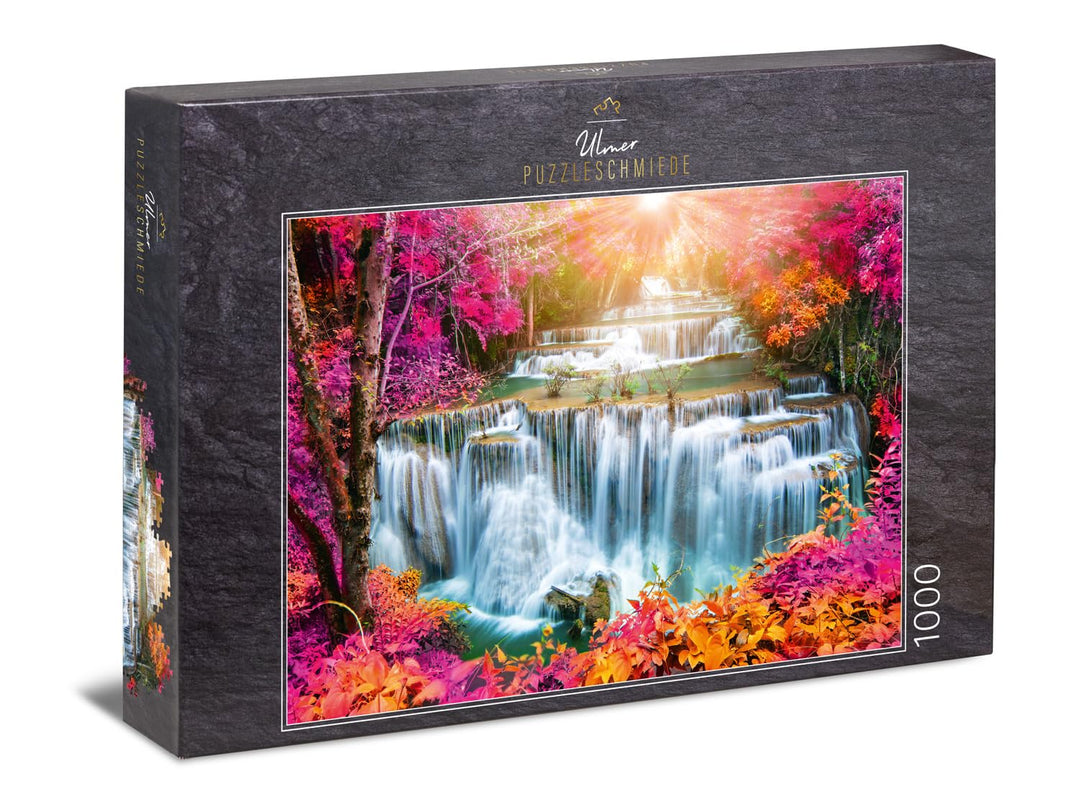 Ulmer Puzzleschmiede - Puzzle „Kaskaden in der Herbst-Magie“ - Klassisches 1000 Teile Landscape-Puzz