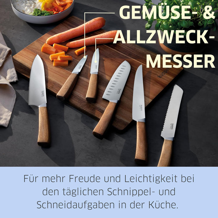 Kuppels WOOD Küchenmesser Set 2 teilig, Extrem scharfes Küchenmesser Set aus Chrom Vanadium Stahl, G