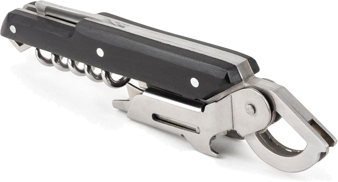 Peugeot Korkenzieher mit Kapselschneider, Flaschenöffner und Befestigungsring, Clavelin, Edelstahl/A