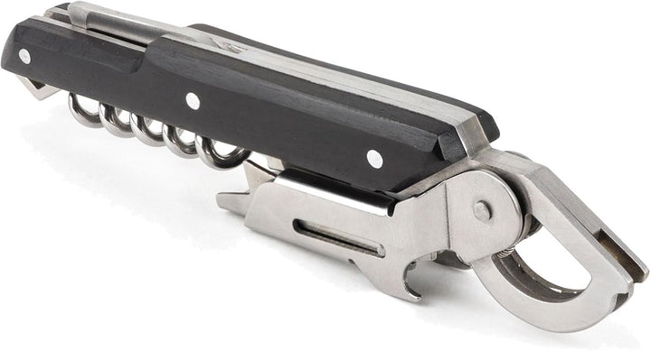 Peugeot Korkenzieher mit Kapselschneider, Flaschenöffner und Befestigungsring, Clavelin, Edelstahl/A