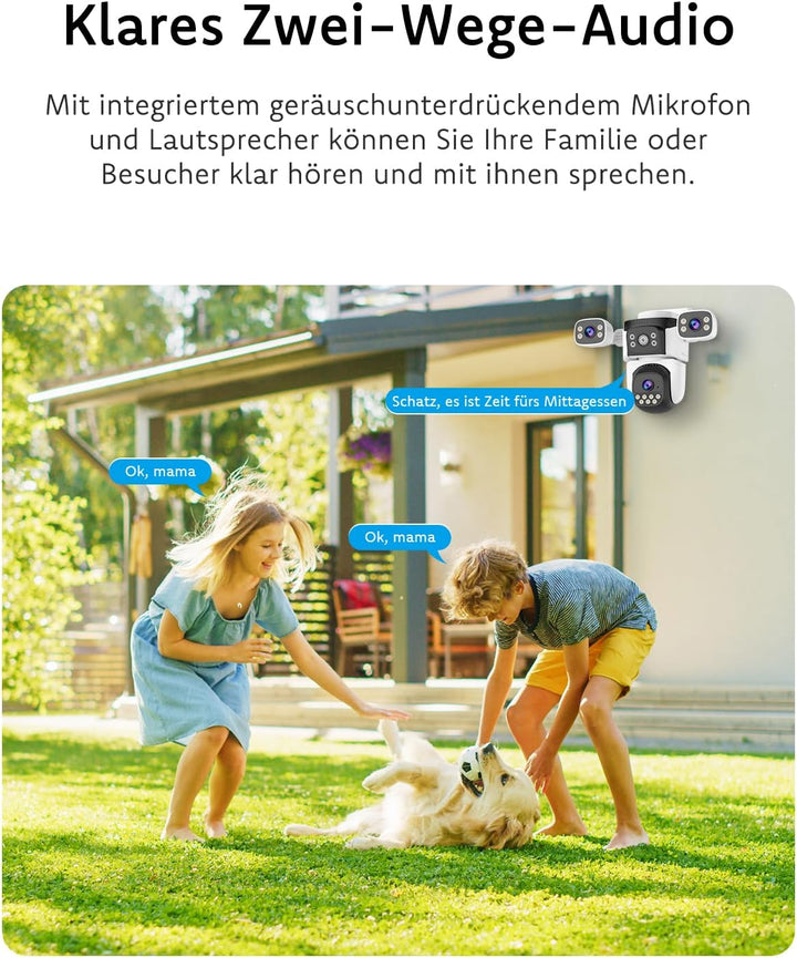 VSTARCAM 3-Linsen Überwachungskamera Aussen, 2K Kamera Überwachung Aussen 360° PTZ, Aussenkamera mit