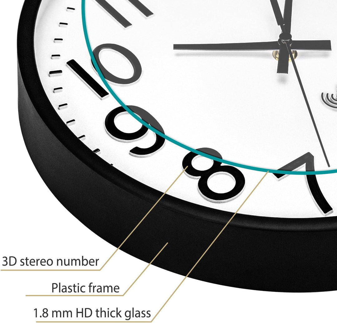 NESIFEE Moderne Funkuhr, Funkuhr geräuschlos Wanduhr Ohne Tickgeräusche, gut lesbar, batteriebetrieb