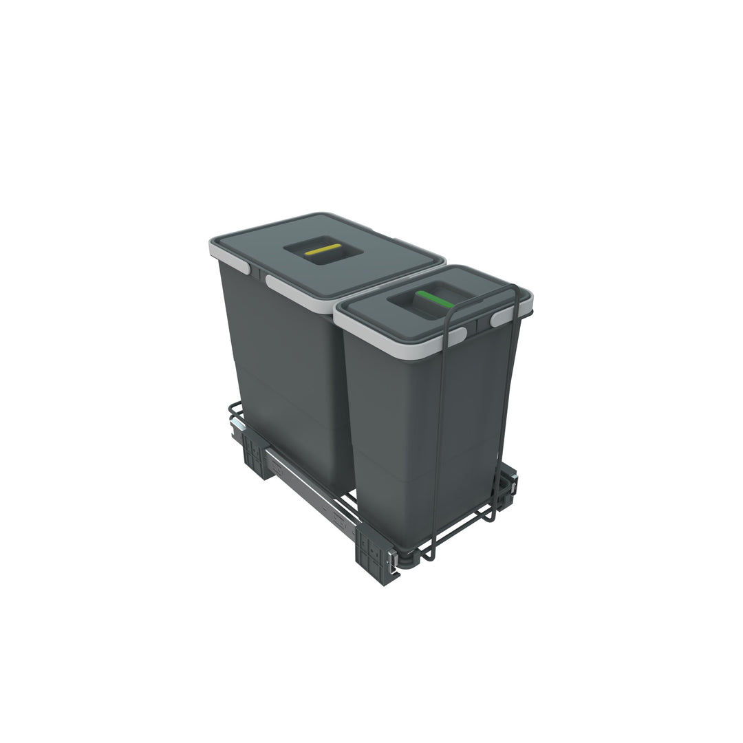 ELLETIPI Ecofil PF01 34 A1 Mülleimer Mülltrennung, ausziehbar für Base, Kunststoff und Metall, Grau,
