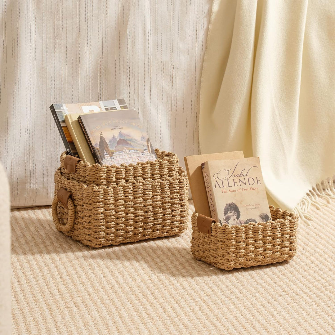 La Jolíe Muse Korb Aufbewahrung,Korb Geflochten Klein,3er Set Baskets,Organizer Körbchen in Shelf, K