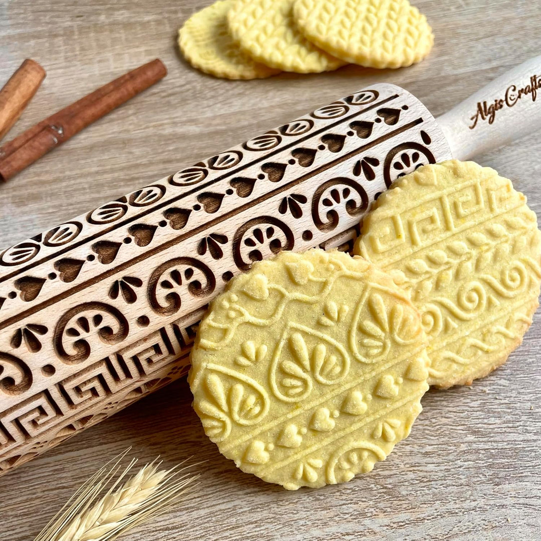 GRIECHISCH Nudelholz für Hausgemachtes Gebäck und Keramik. Teigroller für Teig & Plätzchen, Kuchen &