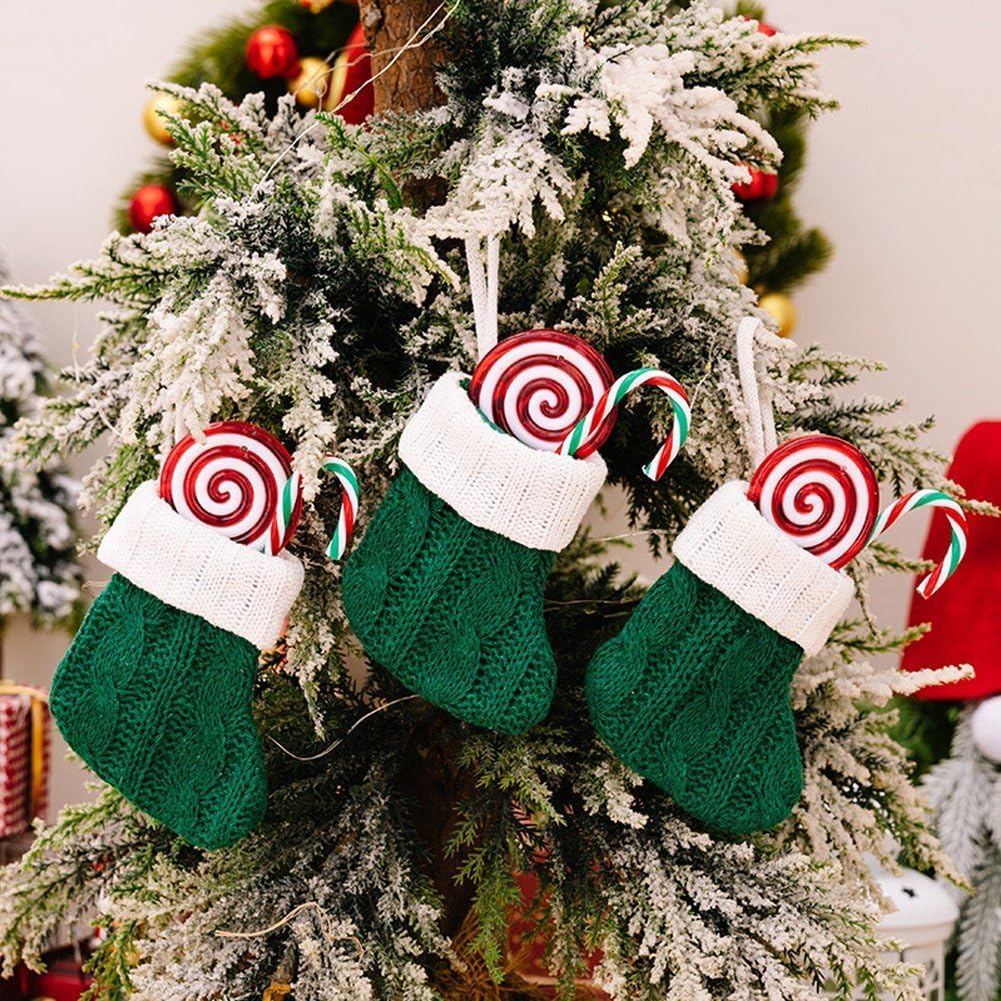5 Stück Weihnachtssocken Zum Aufhängen, Mini-Strick-weihnachtsstrumpf, Weihnachtsmann-socken, Kamin-