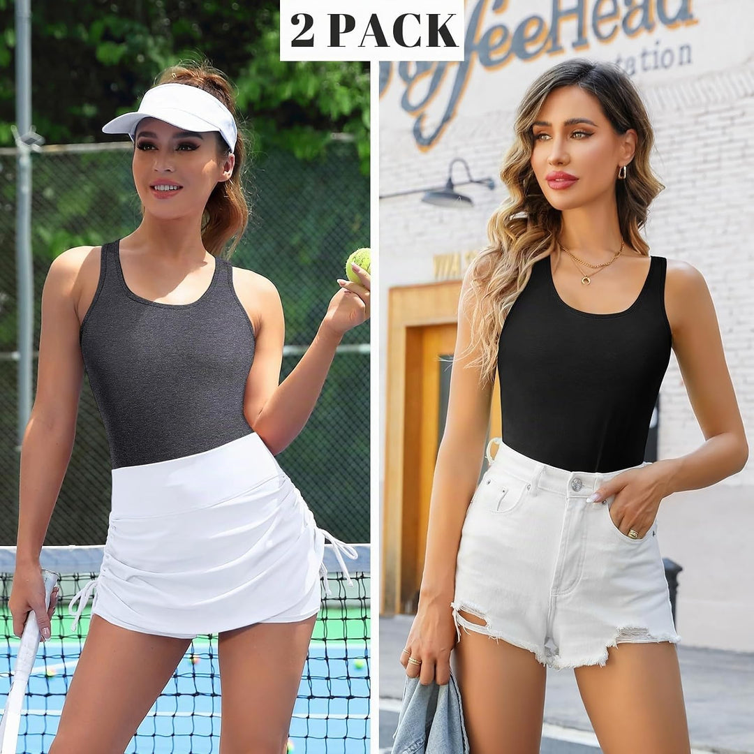 Charmo Unterhemd Damen BH-Hemd Basic Racerback Tank Tops mit Regal-BH Baumwoll Stretch eng Top Slim