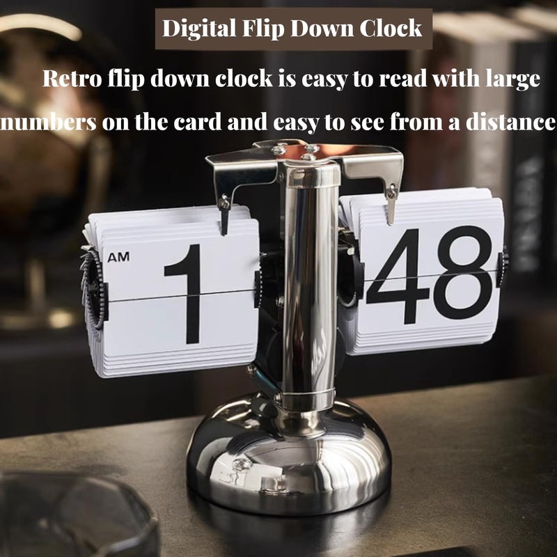 Tyenaza Flip-Schreibtischuhr, Digitale Flip-Down-Uhr, Retro-Minimalist-Einfuss-mechanische Auto-Flip