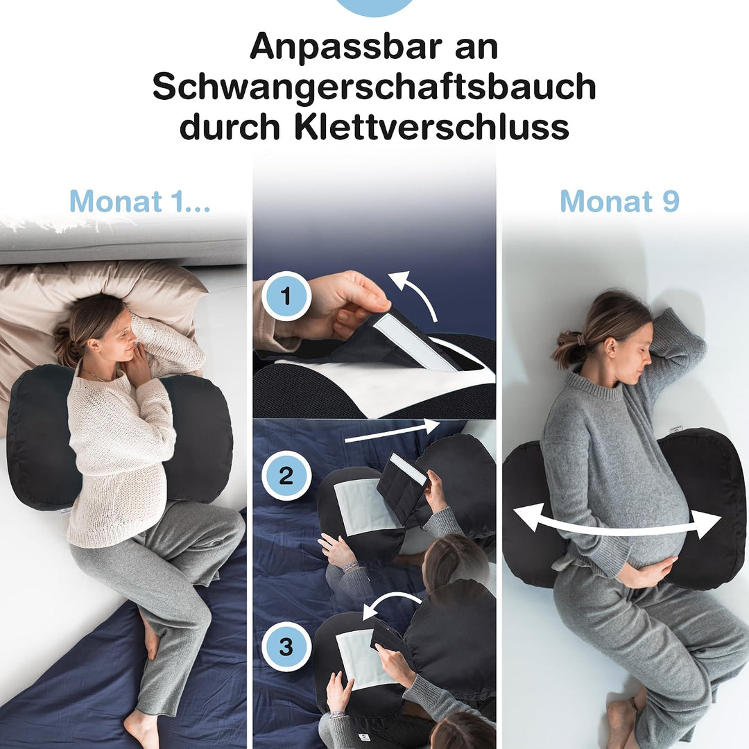 BabybeFun kompaktes Schwangerschaftskissen zum Schlafen gegen Rückenschmerzen [Extra Komfort Dank Ve