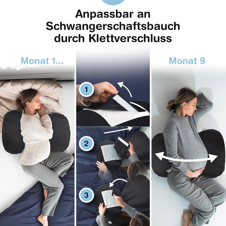 BabybeFun kompaktes Schwangerschaftskissen zum Schlafen gegen Rückenschmerzen [Extra Komfort Dank Ve