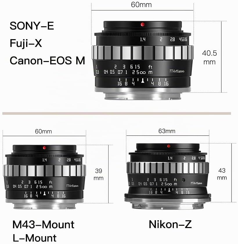 TT Artisan 23mm F/1.4 APS-C Objektiv Anschluss MFT Mount Silver manuelles Weitwinkelobjektiv für spi