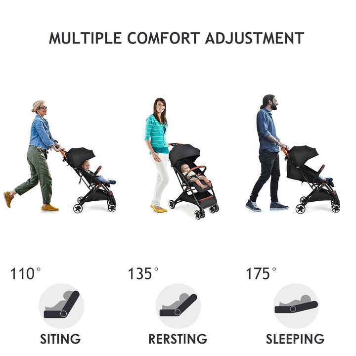 LIFEZEAL Kinderwagen Klappbar, Babywagen Klappbar mit Sonnenschutz, Reisebuggy mit Rückenlehne &amp; Ver