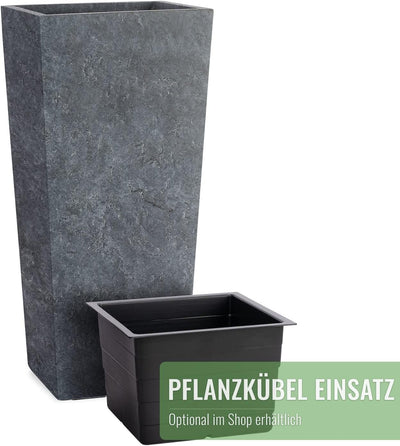 Pflanzwerk® Pflanzkübel Bodenvase Fiberglas Conic Lava ANTHRAZIT 80x40x40cm *Frostbeständige Blumenk
