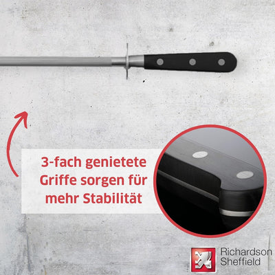 Richardson Sheffield V SABATIER Wetzstahl 8", Profi Messerschärfer Wetzstahl, Messerschleifer, Wetzs