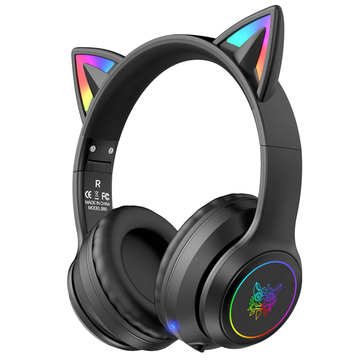 Bluetooth-Kopfhörer mit LED-Katzenohren – Kabelloses Over-Ear Headset mit Mikrofon, Hi-Fi Stereo-Sou