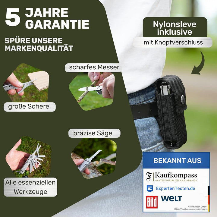 Premium Multitool Werkzeug [rostfreier Edelstahl] Survival Multifunktionsmesser perfektes Camping Zu