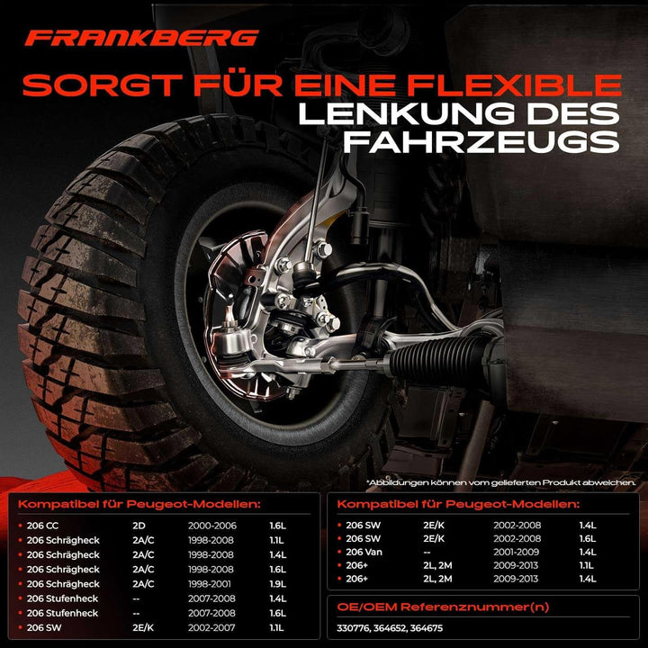 Frankberg Achsschenkel Radlagergehäuse komplett Vorderachse Links Kompatibel mit 206+ 2L 2M 2009-201