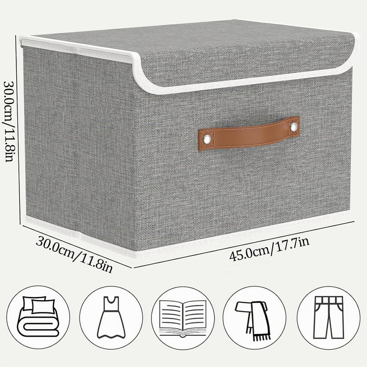 OUTBROS 3 Stück Aufbewahrungsboxen mit Deckel, 45 x 30 x 30 cm, faltbare Stoffboxen, Aufbewahrungskö