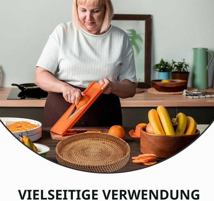 Rundes Handgeflochtenes Rattan Tablett 30cm aus Weide Flacher Aufbewahrungskorb für Küche Couchtisch