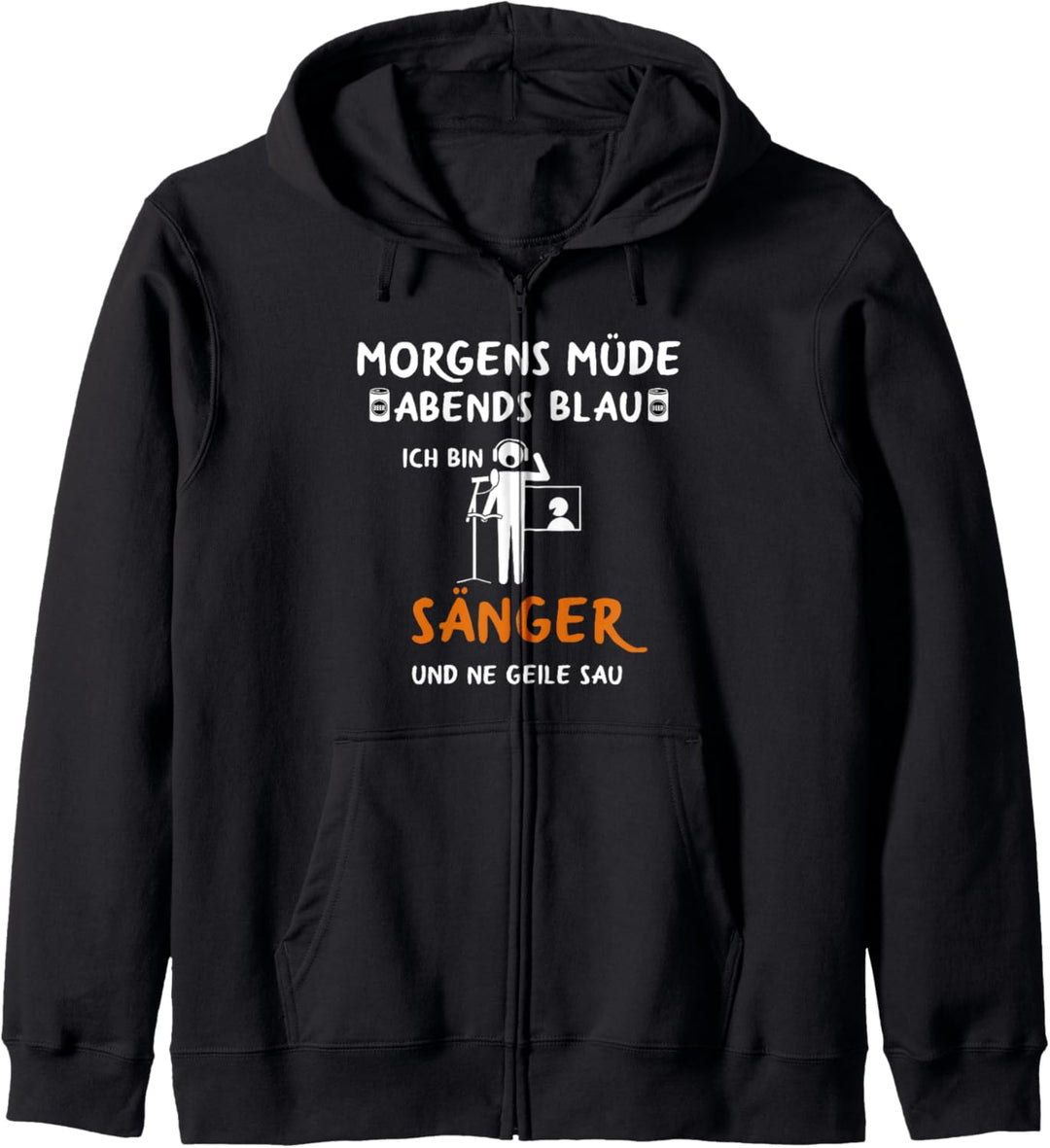 Musiklehrer Musiklehrerin Morgens Müde Abends Blau Sänger Kapuzenjacke
