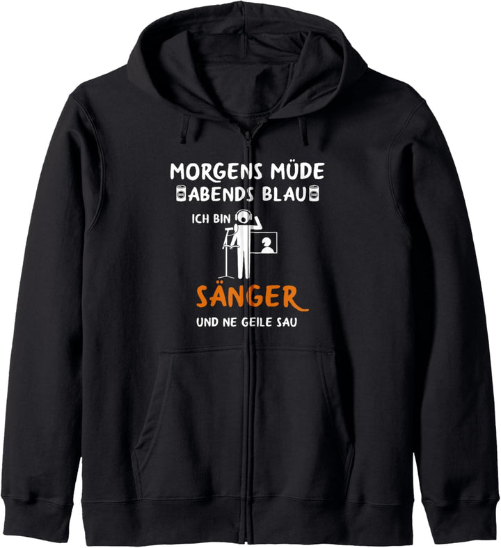 Musiklehrer Musiklehrerin Morgens Müde Abends Blau Sänger Kapuzenjacke