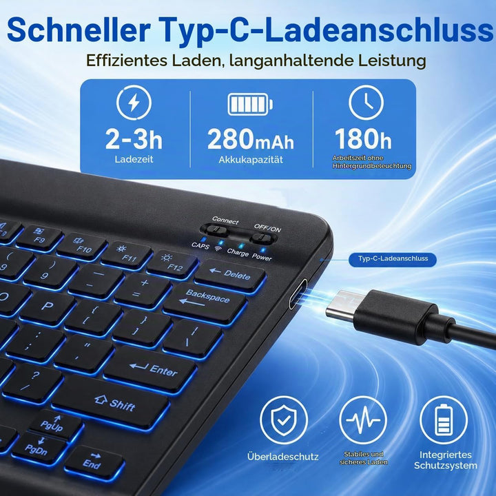 HLTOOP Tastatur Hülle für Lenovo Tab P11 (TB-J606) / P11 Plus 11 Zoll 2021 (TB-J616F/TB-J607), QWERT