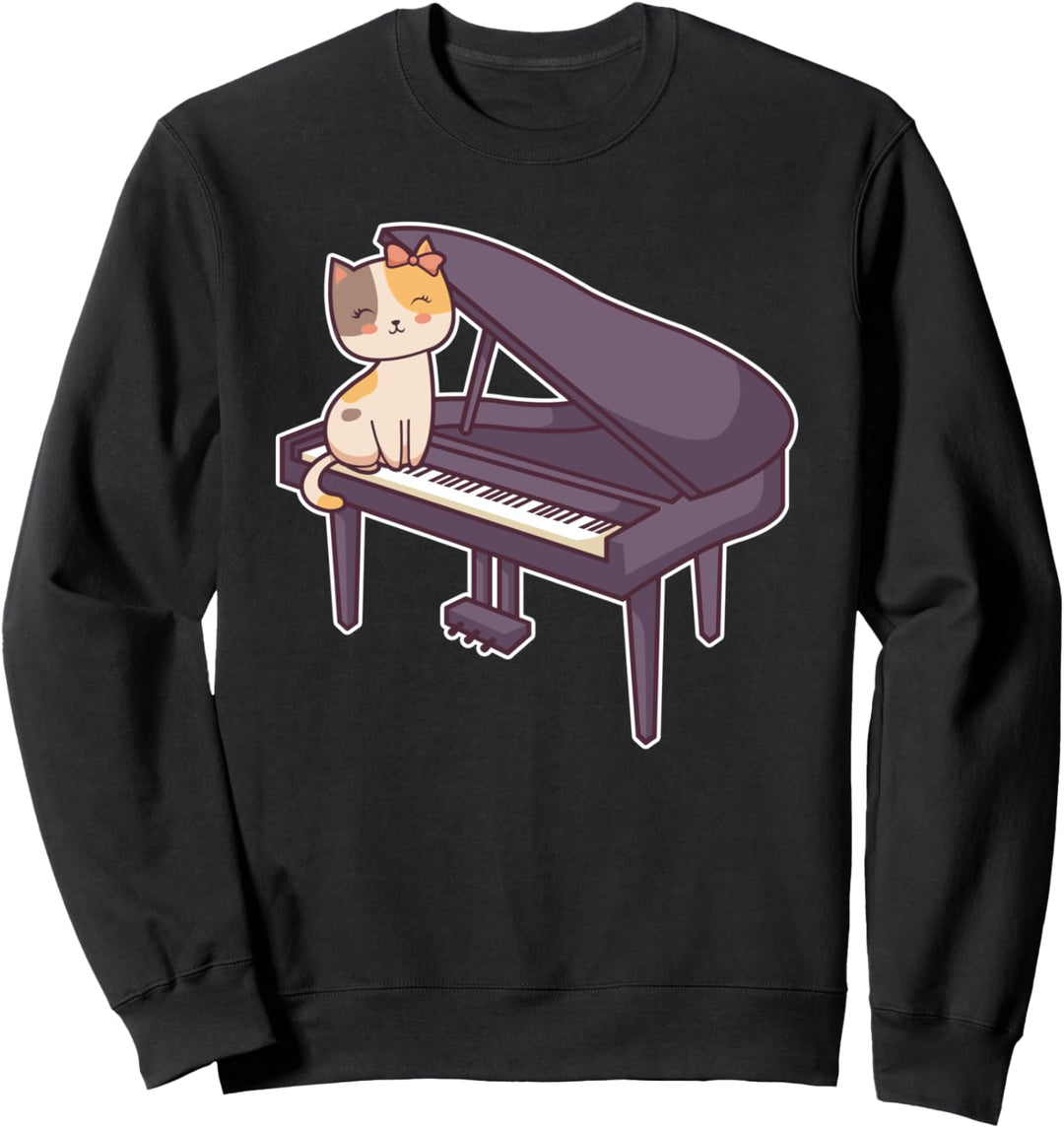 Pianist Klavierspieler Tier Flügel Piano Instrument I Katze Sweatshirt