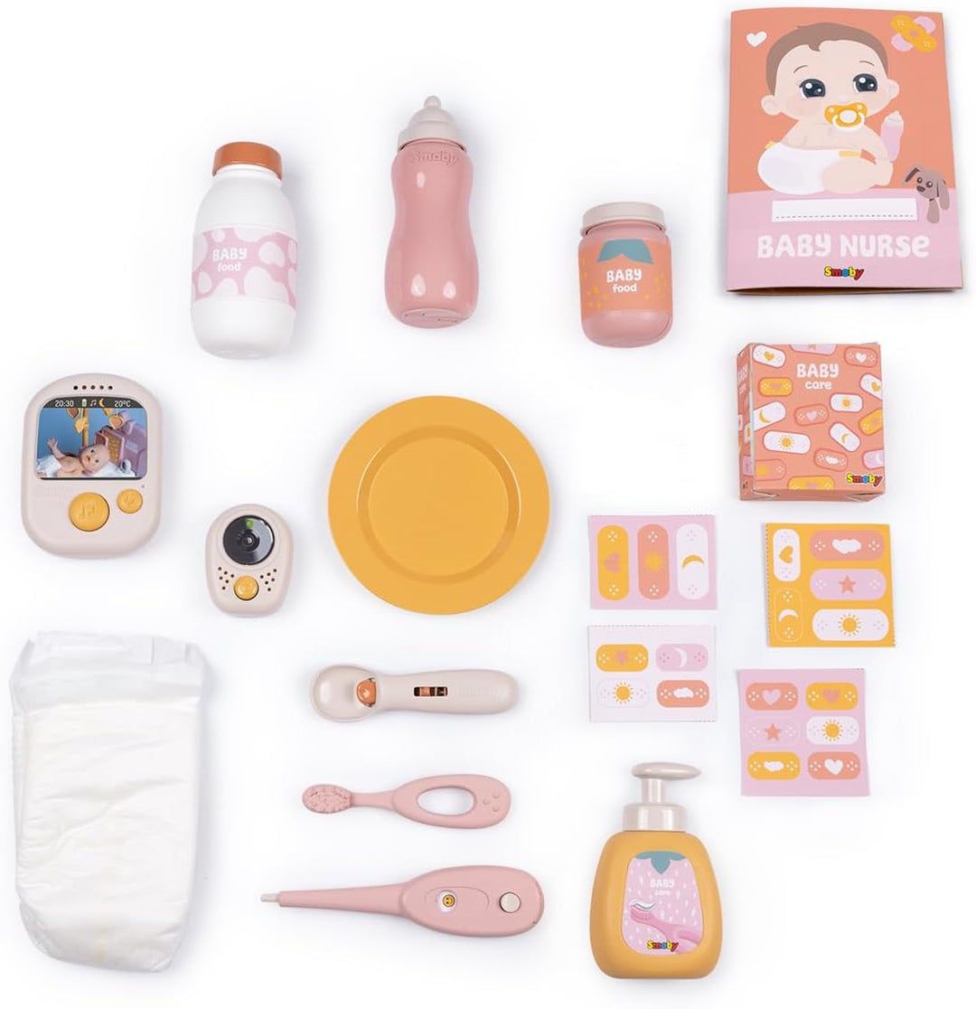Smoby – Baby Nurse Cocoon 3-in-1 Puppenmöbel – Spielset mit Pflege-, Schlaf- & Essbereich – 16 Zubeh