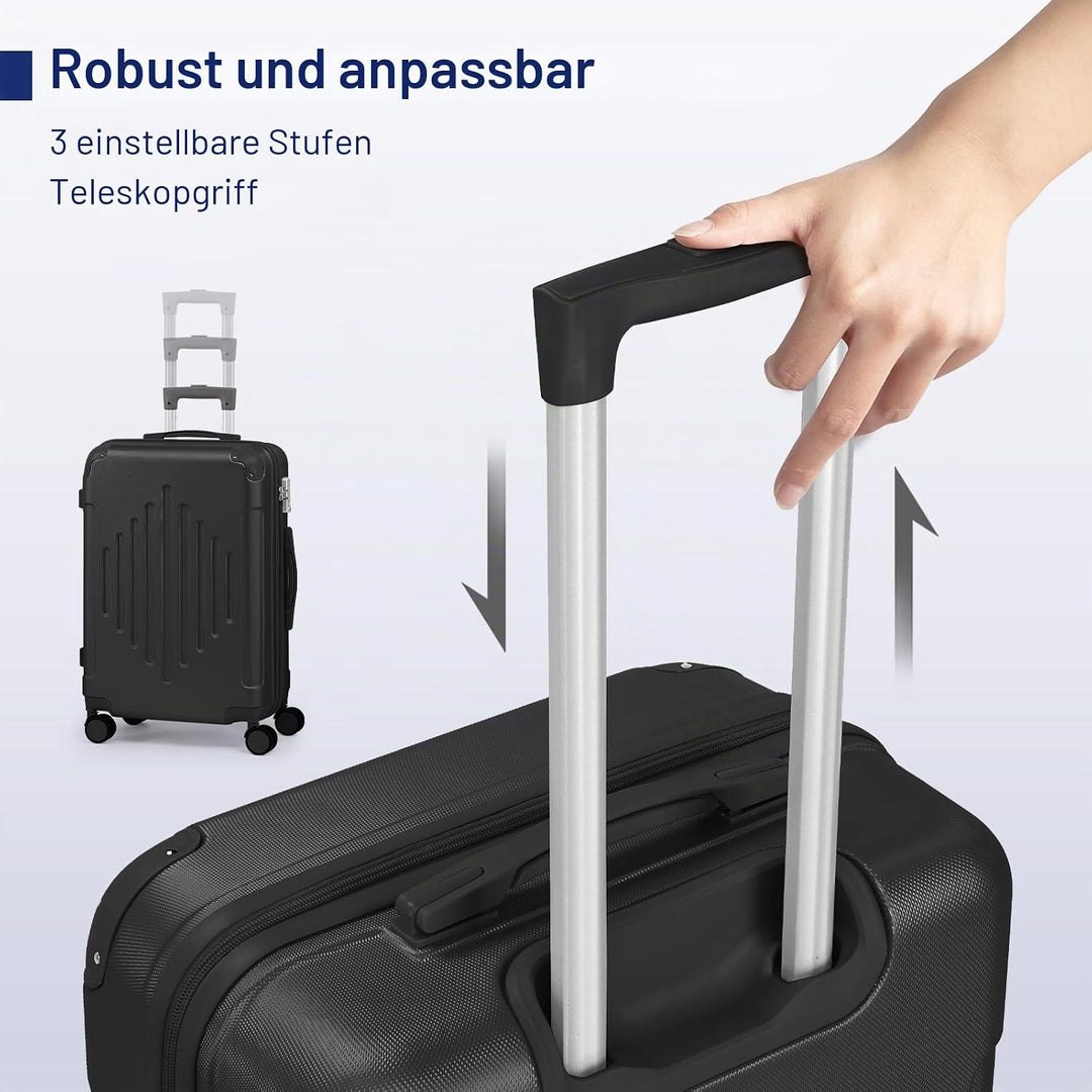 LALAHO Kofferset 5 teilig, Reisekoffer Set mit Kosmetikkoffer, Hartschalen Koffer Set aus ABS, Gepäc