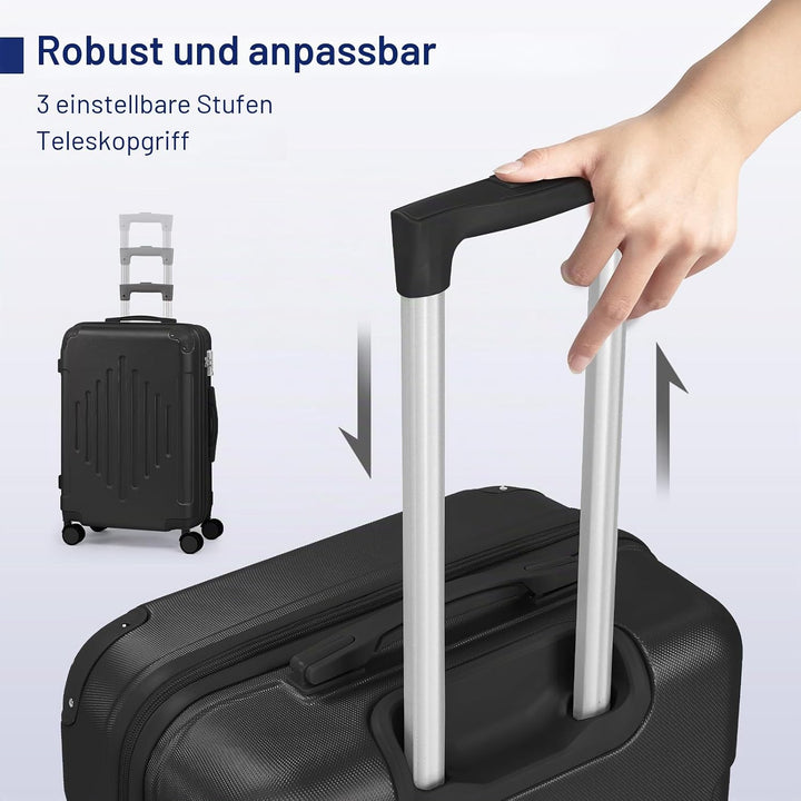 LALAHO Kofferset 5 teilig, Reisekoffer Set mit Kosmetikkoffer, Hartschalen Koffer Set aus ABS, Gepäc