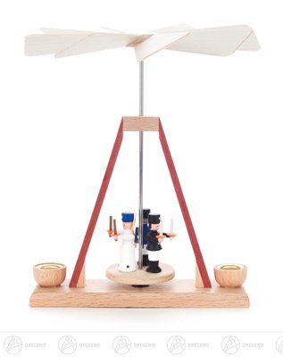 Rudolphs Schatzkiste Pyramide Mini-Pyramide mit Engel, Bergmannm und Nussknacker, für Kerzen d=10m B