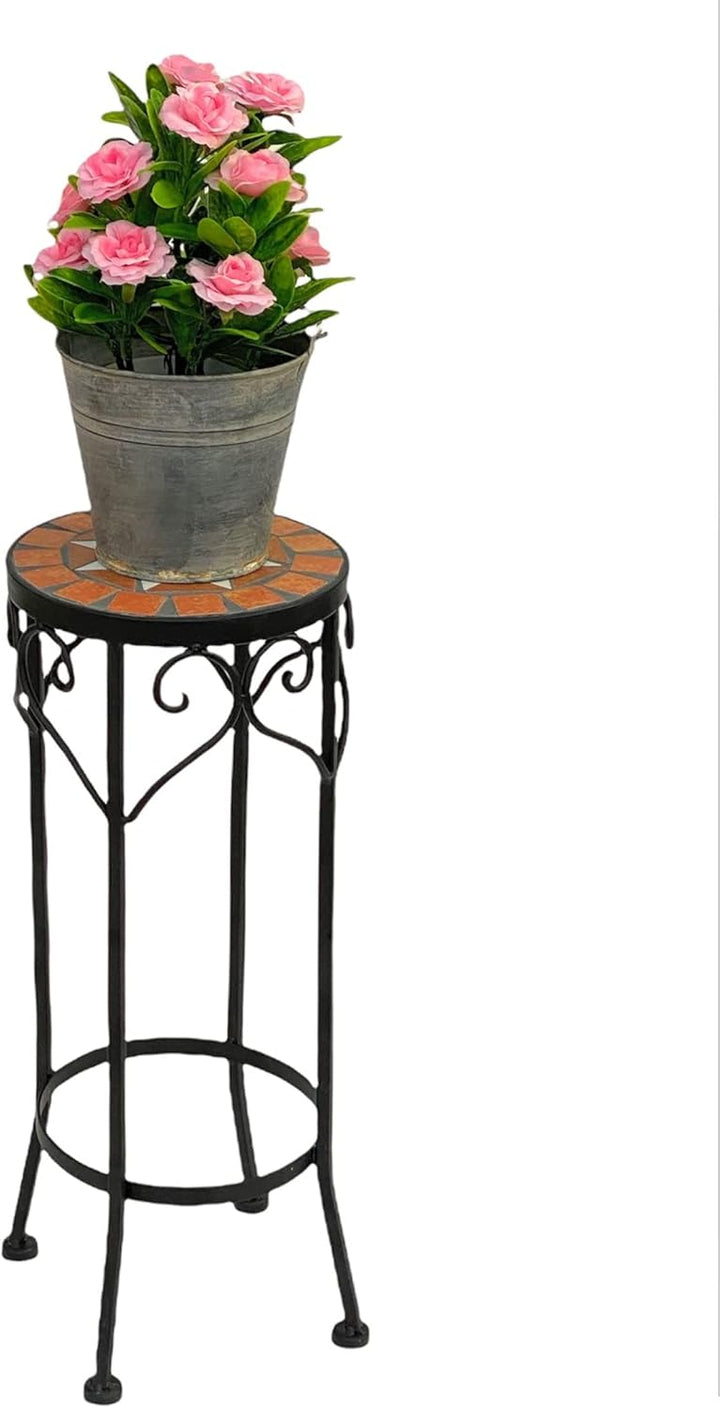 DanDiBo Blumenhocker Mosaik Rund 46 cm Blumenständer 12011 Beistelltisch Pflanzenständer Mosaiktisch